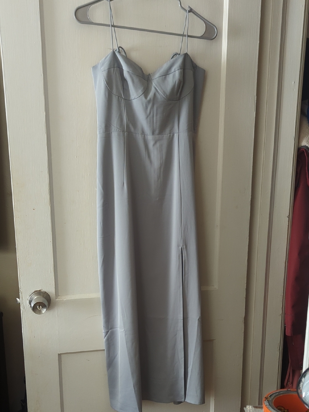 Oak + Fort Sweetheart Light "Steel" Blue Maxi Dress